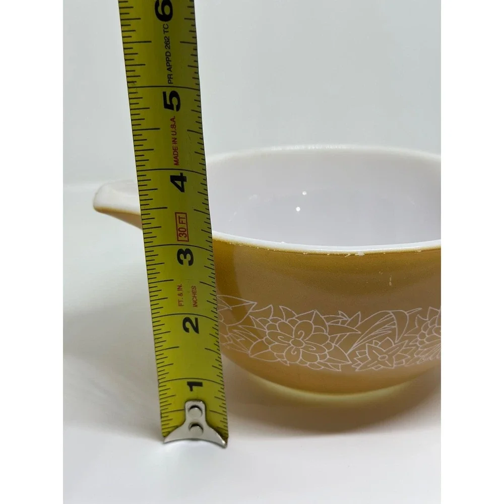 VTG Pyrex‎ Woodland Cinderella Mixing Bowl USA Made White Brown Floral 1970s 80